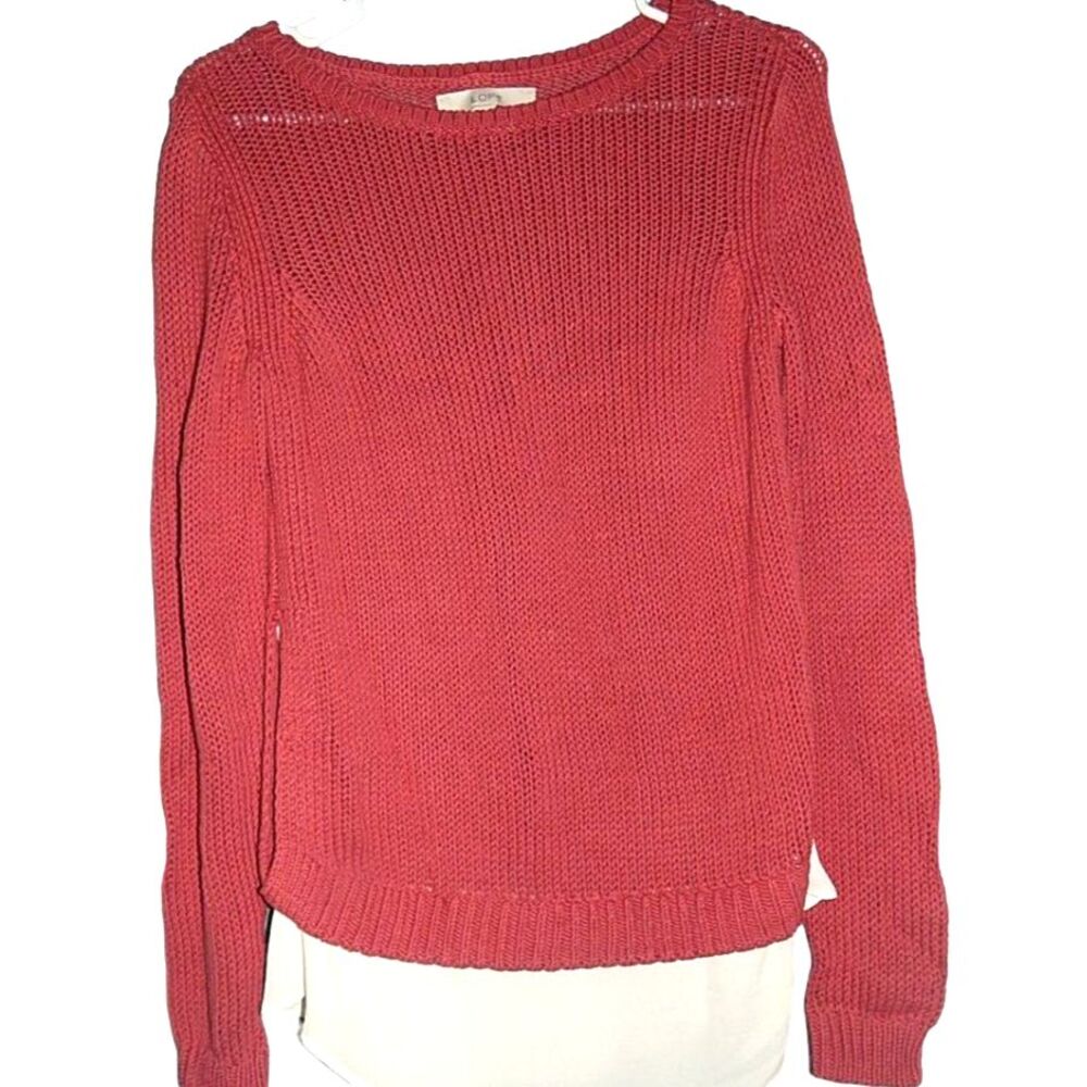 Ann Taylor Loft women’s small currant red 100% cotton layered knit sweater top